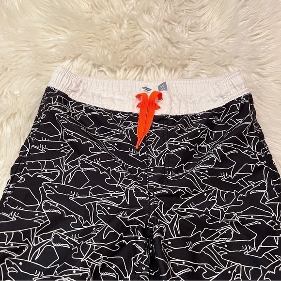 Old Navy Swim Trunks Black White Shark Print - Picture 2 of 11